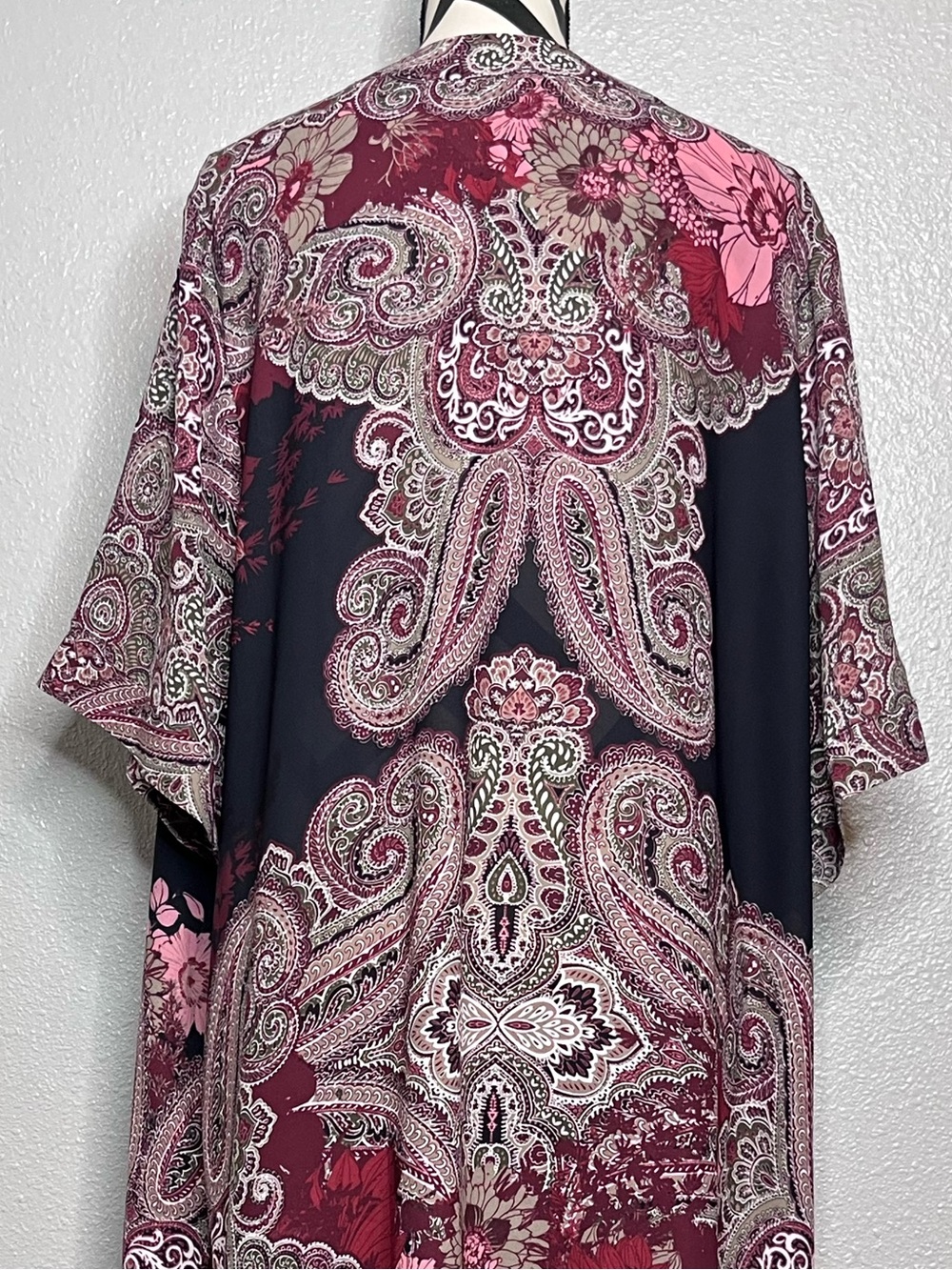 Catherines Dark Floral Whimsigoth Boho Witchy Open Front Kimono Sz 1X - Picture 6 of 11